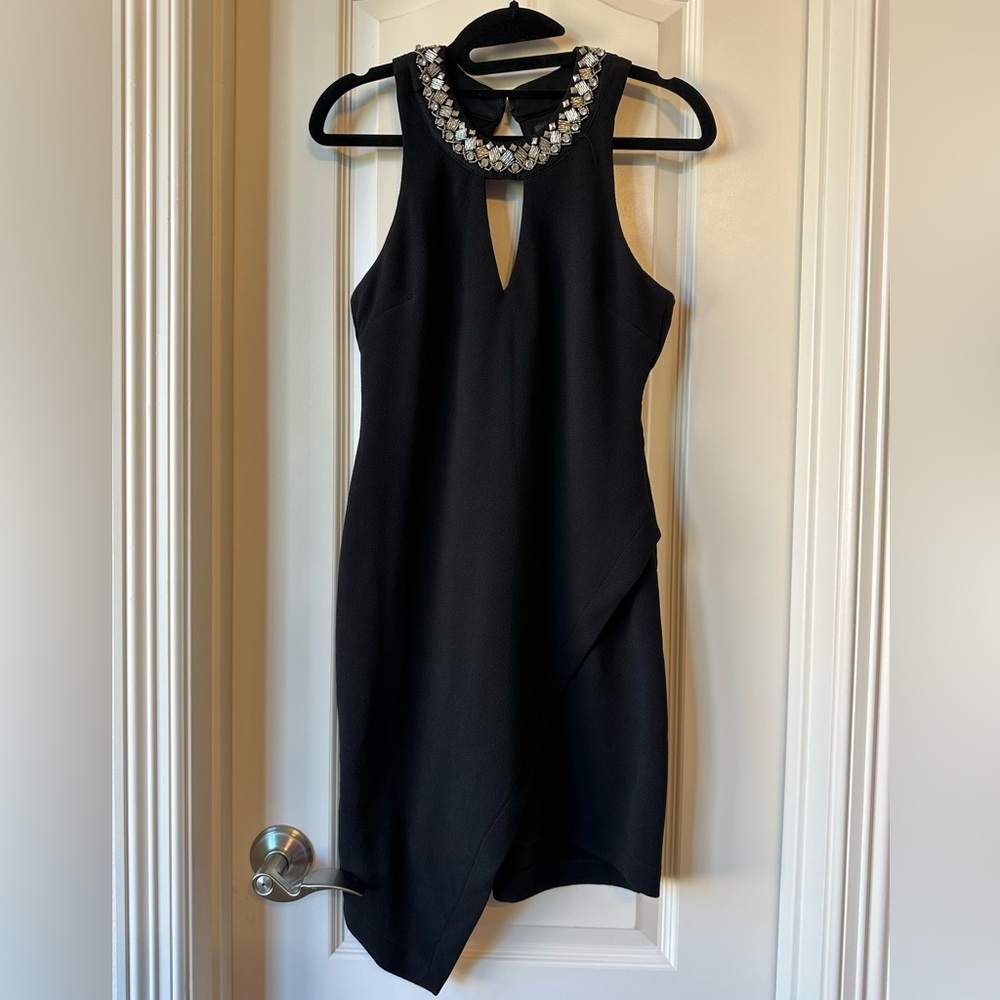 As U Wish Cut Out Black Dress with Decorative Collar Size S